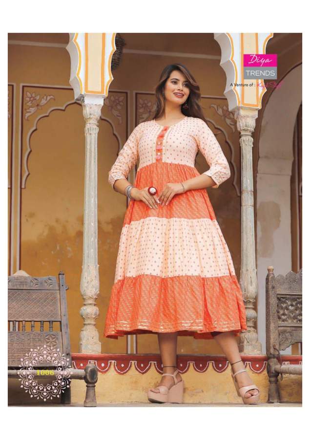Groom 1 Ethnic Wear Rayon Printed Designer Latest Fancy Anarkali Kurti Collection